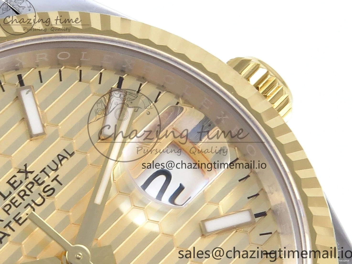 Best Stick YG 126233 EWEF SS on Textured Jubilee A3235 Bracelet 36 Marker YG Edition DateJust Dial 0510